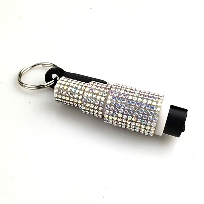 Wholesale Leopard Print Car Key Life Hammer with Diamond Car Plastic Keychain